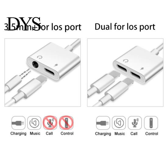 2 in 1 Dual-Port 3.5mm Jack Headphone Adapter Charge Cable for iPhone X/8/7