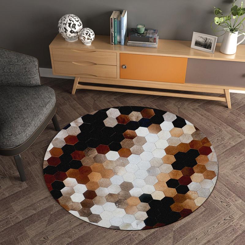 

Ковер Декоративный противоскользящий пол с геометрической цифровой печатью Ковер для гостиной Круглый коврик для стула Кухня Спальня Детский ковер 40