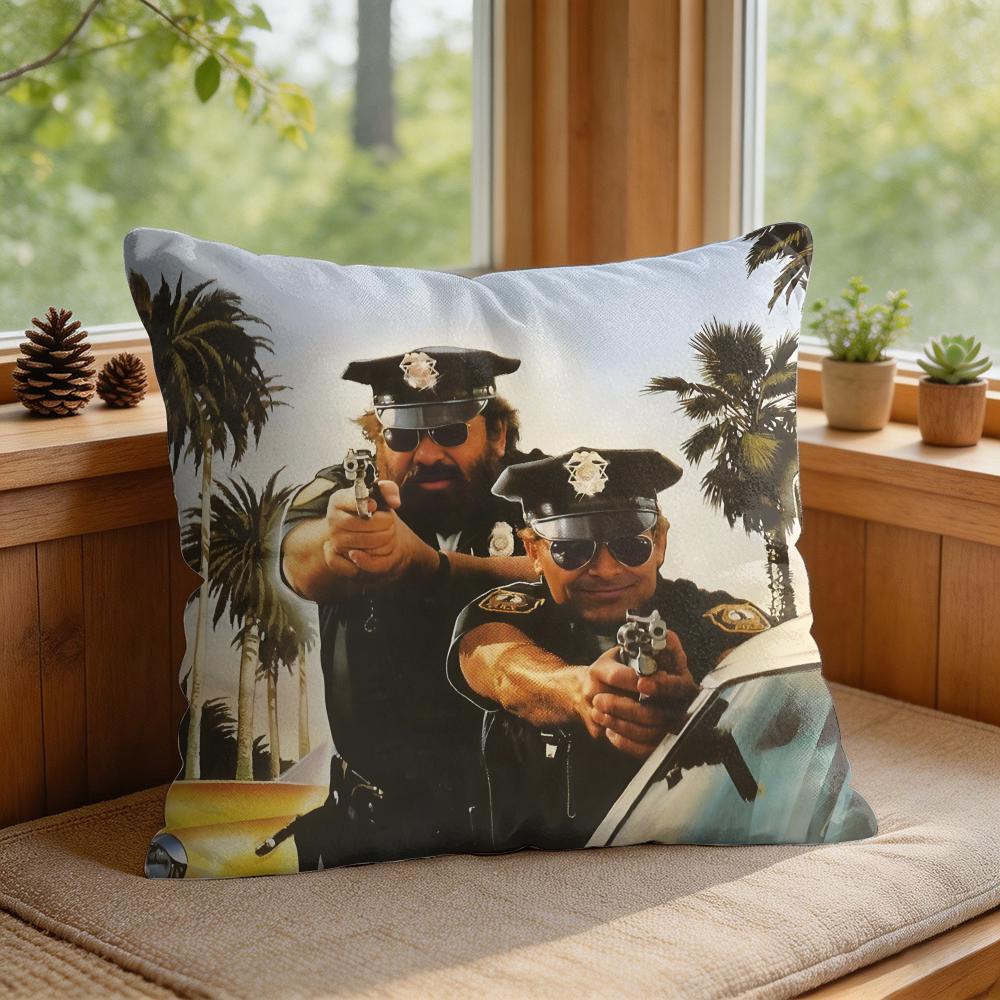Tterence Hill Bud Spencer Cushion Cover Square Short Plush Pillow Case Living Room Sofa Home Decor Funda X