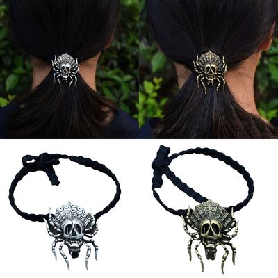 Spider Skull Hair Rope Hair Scrunchie for Female 3D Punk Hairbands Teens Girl Vintage Hair Elastic Ponytail Hair Holder