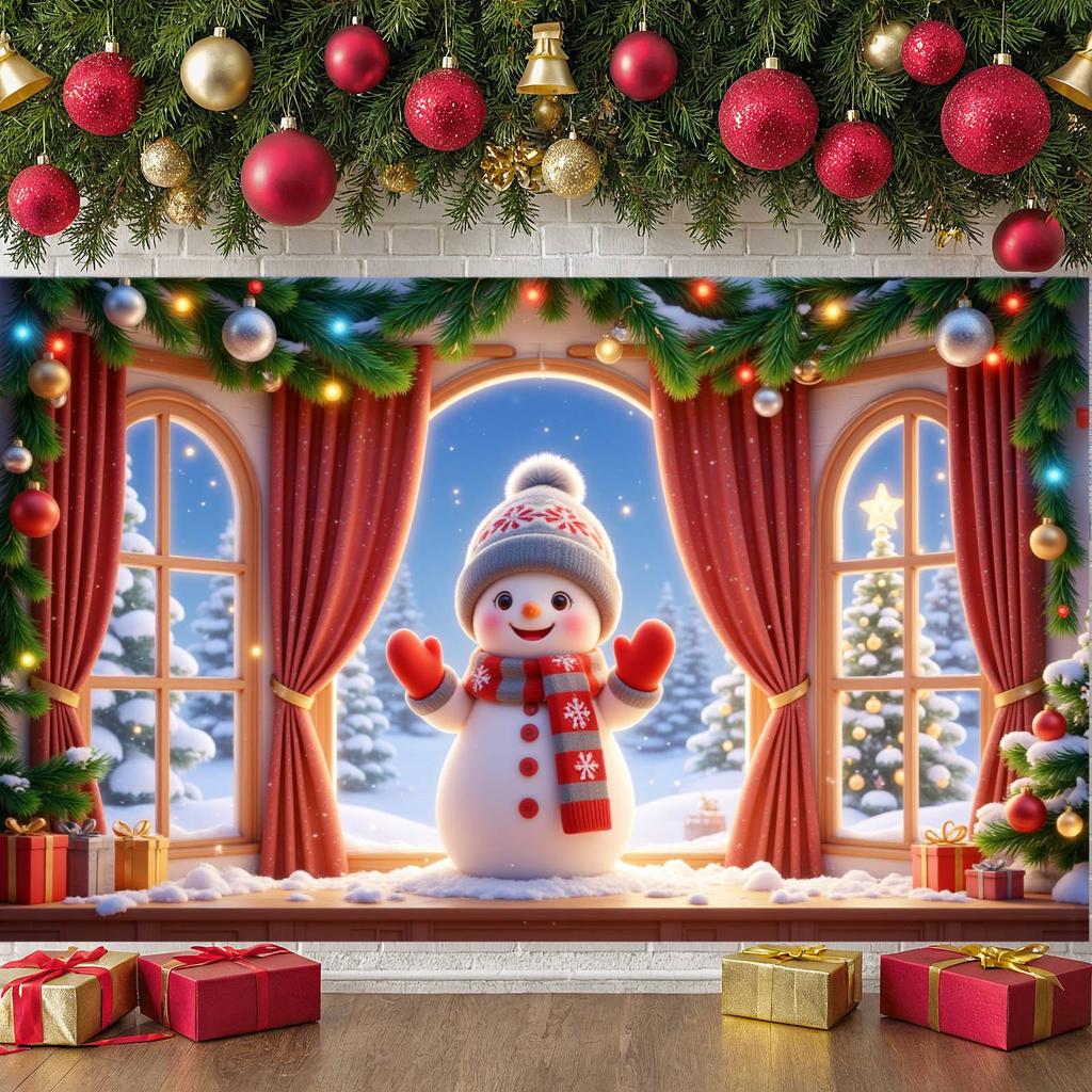Winter Banner Snowy Landscape Christmas Decoration Banner Holiday Decoration Banner Red Curtain Design For Home Decoration