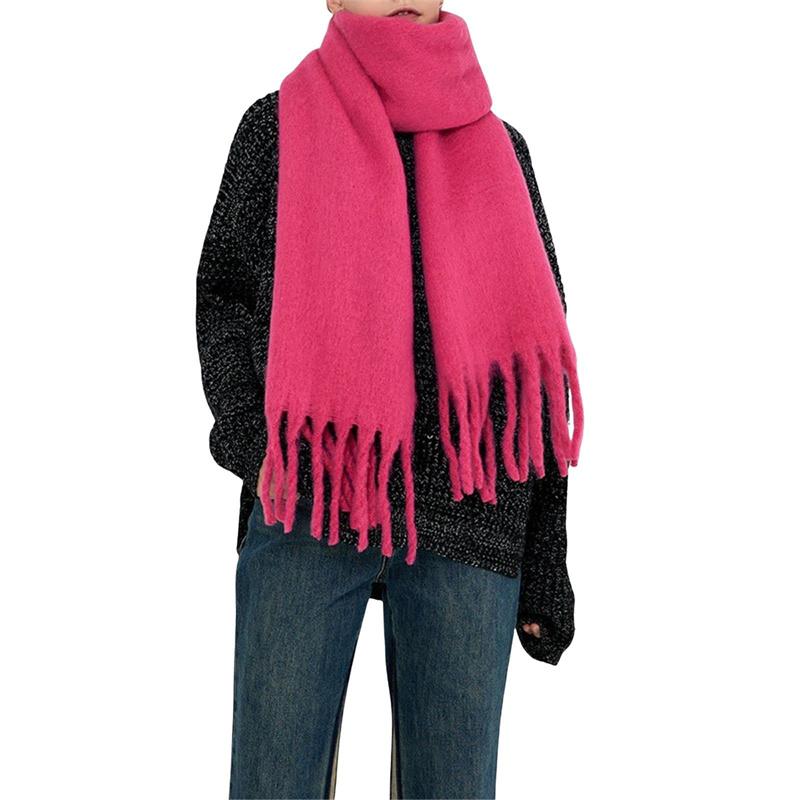 Luxury Winter Scarf for Women Cashmere Warm Solid Pashmina Shawl Wraps Female Thick Soft Poncho Chuncky Bufanda Tassel Echarpe