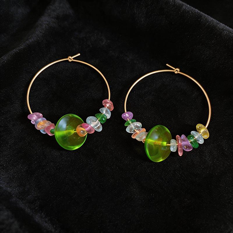 European & American Geometric Stone Resin Hoop Earrings: High-End, Personalized Fashion for Women