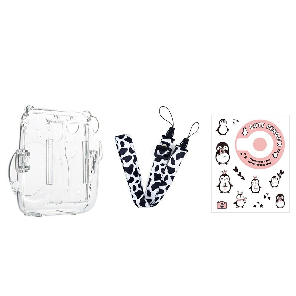 

[Film Lab] Instax Mini 11 Transparent Case Camera Protective Case with Strap and Stickers CAA51 чорний