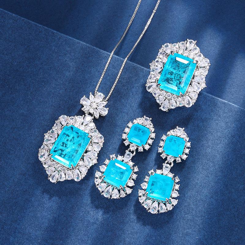 Schmuck Kupferboden Vergoldet Simulation Paraiba Retro Premium Quadratisches Set 12 * 16