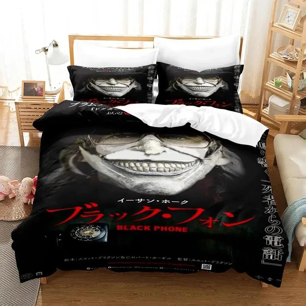 Horror Movie Black Phone Bedding Set Boys Girls Twin Queen Size Duvet Cover Pillowcase Bed Boys Adult Fashion Home Textileextile