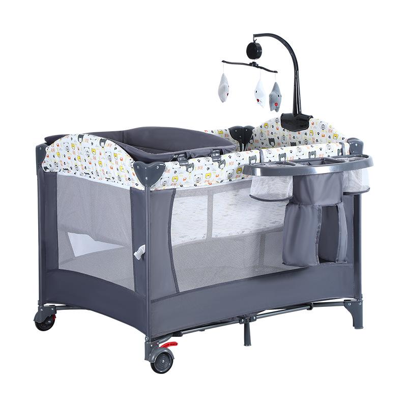 Adjustable Folding Baby Crib - Multi-functional Bedside Sleeper & Newborn Play Area