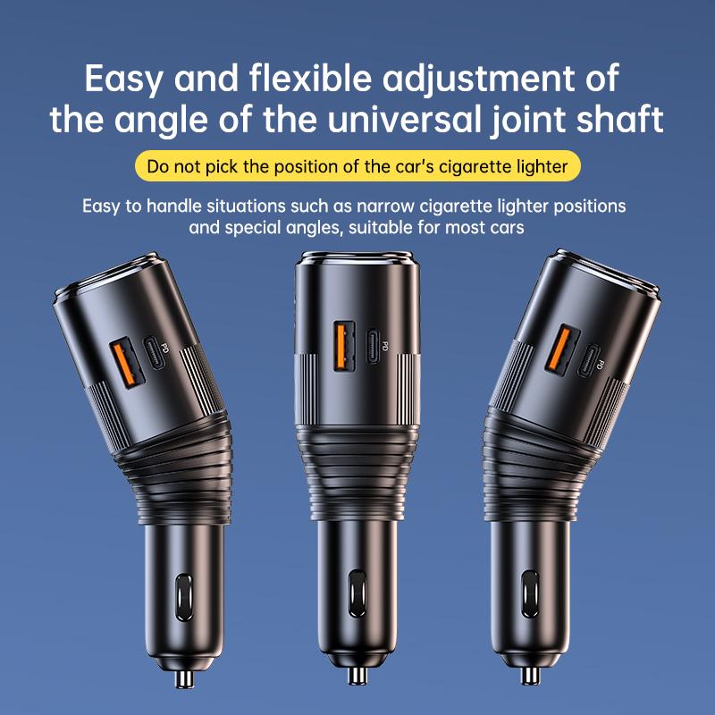 SEAMETAL Car Charger Fast Charging 4 in 1 PD45W Type-C USB Port Car Phone Charger Adapter with Voltage Monitor