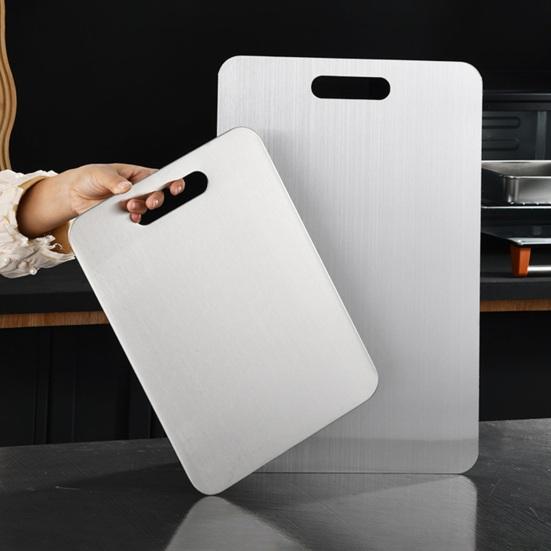 Double-Sided Stainless Steel Cutting Board Non-Slip Kitchen Chopping Board for Meat Vegetables Dough Rust-Proof Multi-Purpose Reversible Mat for Home