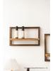 Square Solid Wood Floating Wall Shelf for Living Room - Creative Wooden Photo Frame & Ornament Display