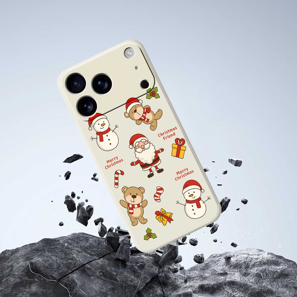 For iPhone 17 Pro Case Christmas Friends Pattern Printing Straight Edge TPU Phone Back Cover