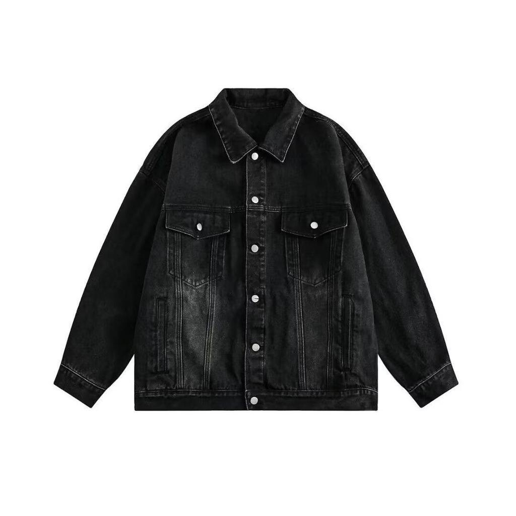 Unisex Retro Denim Motorcycle Jacket: Autumn/Winter Casual Trend, Loose Fit with Lapel