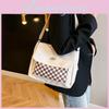 Sac bandoulière de grande capacité élégant pour les trajets quotidiens Sac cabas à damier chic pour étudiants