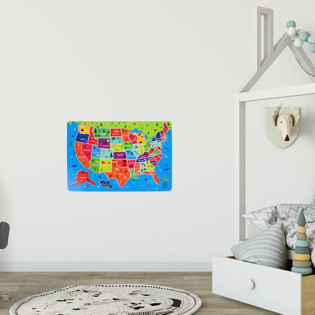 Ifundom Holz USA Karte x Pädagogisches Puzzle für Altersstufen Zufällig Großartig für Geographie Lernen und Kognitive Entwicklung Puzzle, 17" 11", Kinder, 4-8, Mädchen,