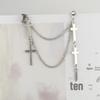 European and American Punk Style Double-Layer Cross Tassel Chain Ear Clips for Women