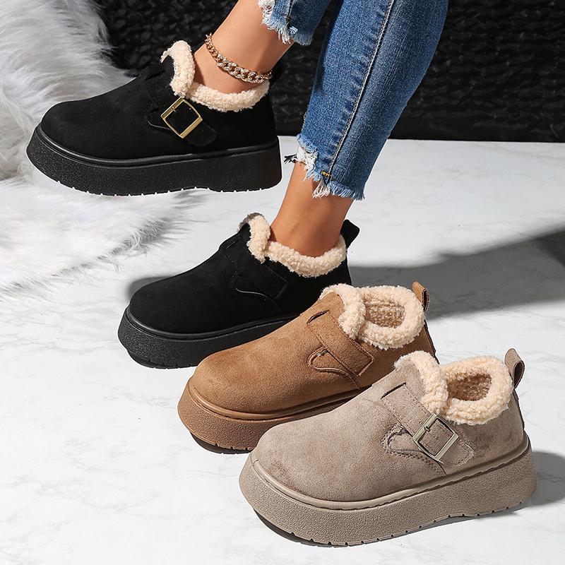 Fashion Autumn Winter Thick Sole Plush Snow Boots Women Comfy Warm Fleece Lining Ankle Boots Woman Anti Slip Platform Cotton Shoes Mujer