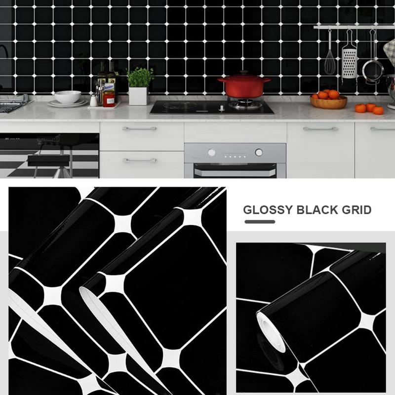 0.4x2M Kitchen Stove Countertop Waterproof Oil-proof Stickers Self-Adhesive Wallpaper Cabinet Door White Lattice Decorative Film