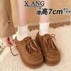 Leather Women's Baotou Half Slippers, Wear Autumn New Muffin Thick Sole Height Increase Small Women's Shoes