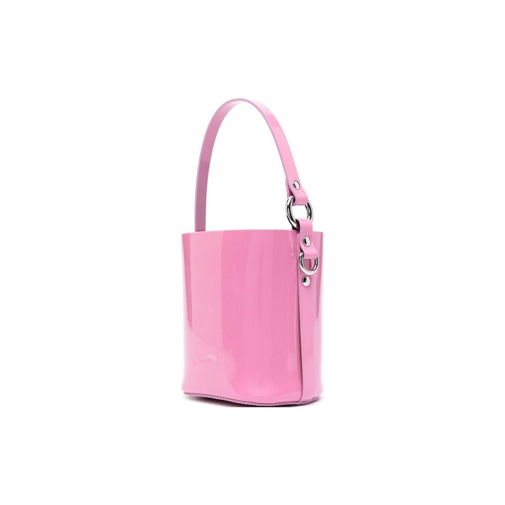 VIVIENNE WESTWOOD Saturn Logo Adjustable Detachable Shoulder Strap Drawstring Closure Leather Bucket Bag Women Bags Pink 4302002MUL001OG406
