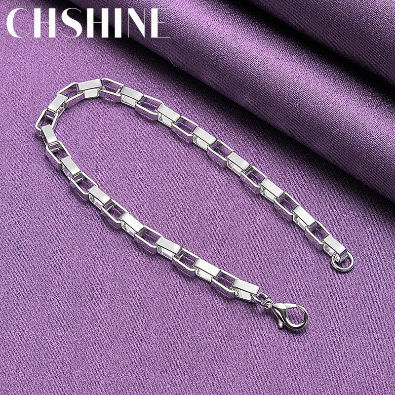 CHSHINE 925 Sterling Silver Square Chain Bracelet For Women Wedding Party Fashion Charm Jewelry