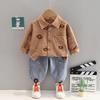 Spring Autumn Children Outfit Boys Clothing Set Full Print Cartoon Bear Shirt and Jeans 2Pcs Suit for Kids