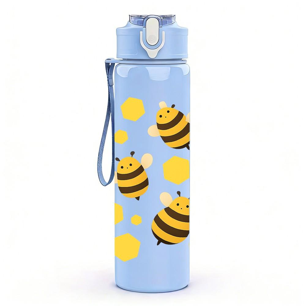 1 PZ Layout a Griglia di Api Gialle Ripetuto 750ml Bottiglia d'Acqua Sportiva in Plastica Colorata Tappo a Beccuccio Flip Anti-perdita Per Sport Ufficio Uso Domestico