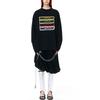 WE11DONE Ss22 Rainbow Logo Pattern Round Neck Minimalist Long Sleeve T-Shirt Unisex Tops Black WD-TT1-22-653-U-BK