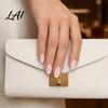 Natural Press-On Nails 24Pcs Women Nude Press on Nails Glossy Almond Stick-on Fake Full Cover Long Glue False Pre-shaped