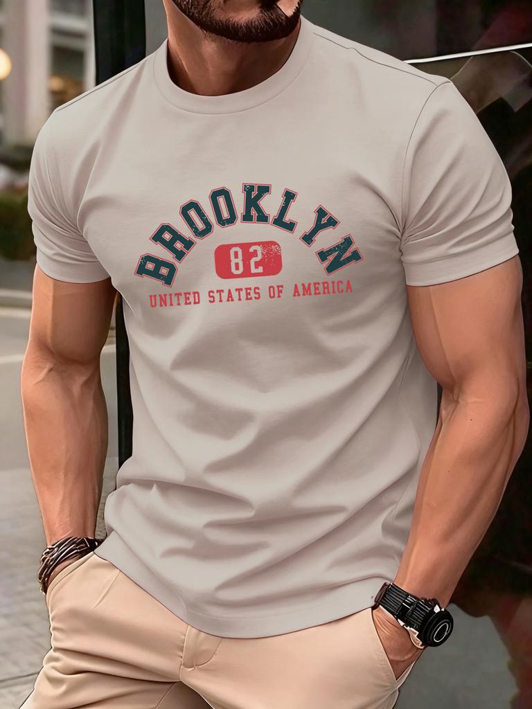 Usa Brooklyn 82 United Print Men TShirts Summer ONeck Retro T Shirt Cotton Loose Short Sleeve Basics Street Fashion Sportswear