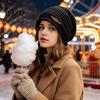 Cold Weather Commuter Hat Winter Knitted Cap for Women Girls, Thickened Warm Weather, Stylish Gift Plush Lined Fashion Stacked Hat, Slouchy