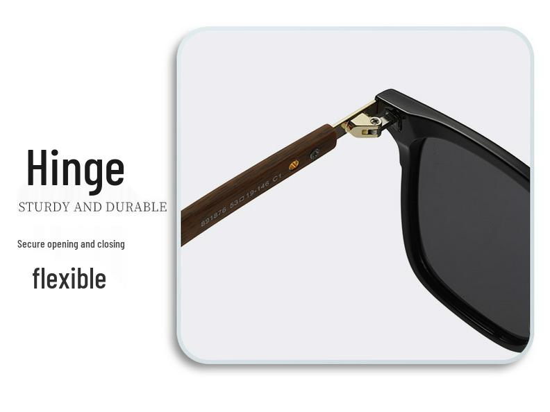 Polarized Square Sunglasses with UV Protection and Wood Grain Legs (Model P891876)