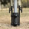 Awning Pole Bracket Awning Rod, Tent Pole - with 2 Pieces of 30cm Nails, Strong Stable Steel Tent Pegs, Black, 30*6cm