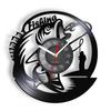 Gone Fishing Wall Art Sign Fish Rod Fisherman Wall Clock Interior Fishing Vinyl Record Wall Clock Handmade Gift For Fishermen