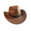 Western Cowboy Hat for Women Men Wide Brim Beach Cowgirls Hat Rolled-Up Felt Fedora Hat with Star Band