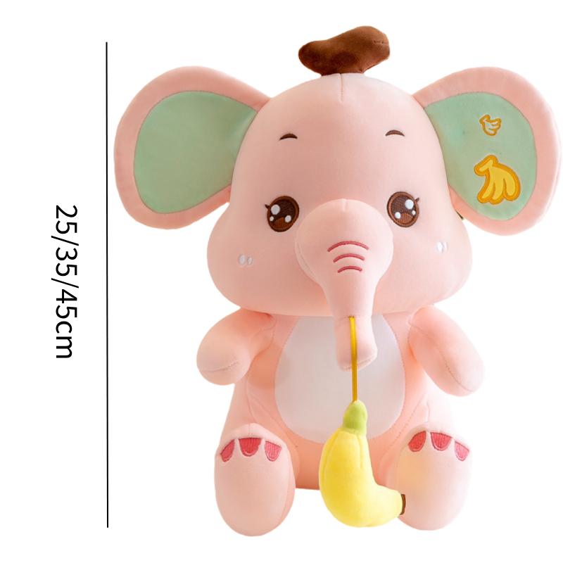 

Plush Elephant Banana Toy Creative Doll Stuffed Animal Pp Cotton Birthday Gift 25cm/9.84in розовый