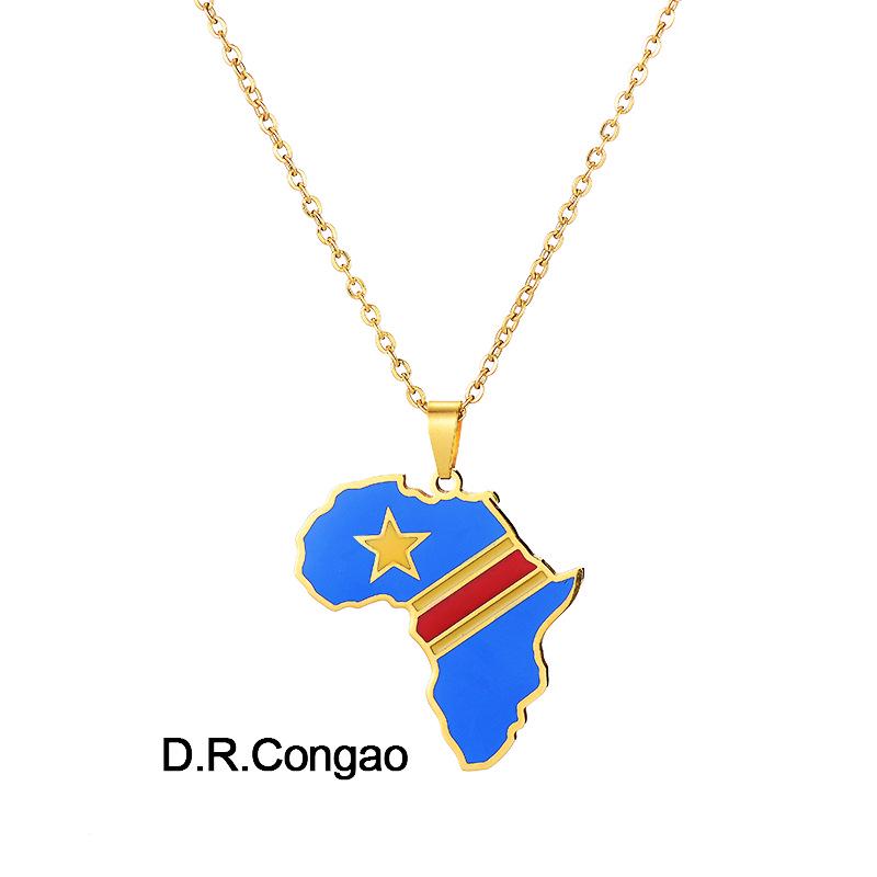 Stainless Steel Africa Map Necklace: Nigeria, Ghana, Somalia Pendant Jewelry