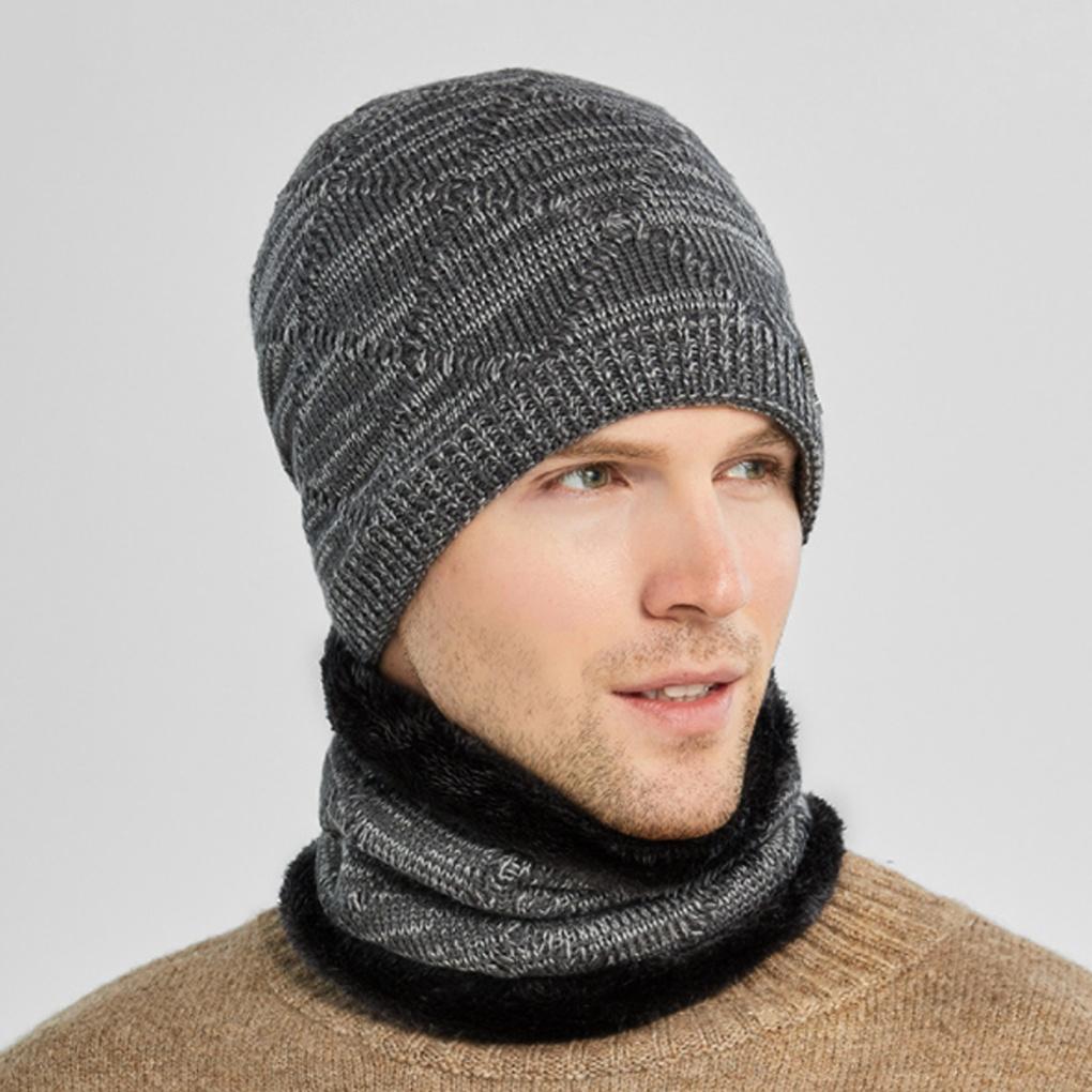 Winter cold weather gear neck warmer, mock toshi beanie, fur hat set for men