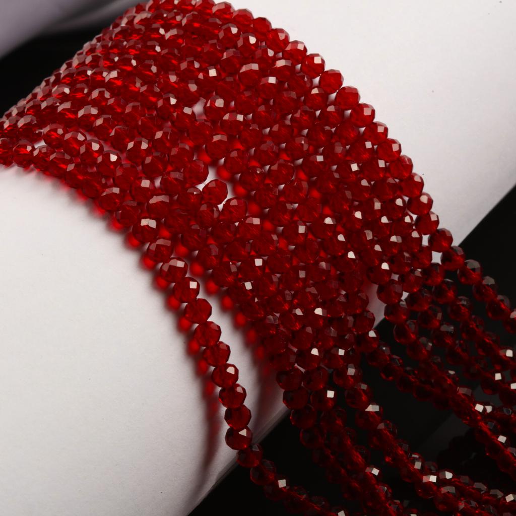 4/6mm Pink Black White Red Rondelle Austria Faceted Crystal Beads Round Glass Beads Loose Spacer Beads for Jewelry Making DIY