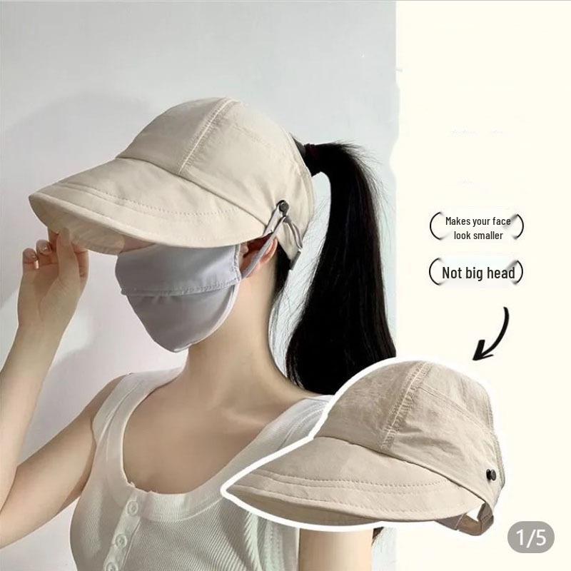 

Женская летняя шляпа от солнца: Маска для лица, шляпа рыбака без верха, корейский стиль бейсболки