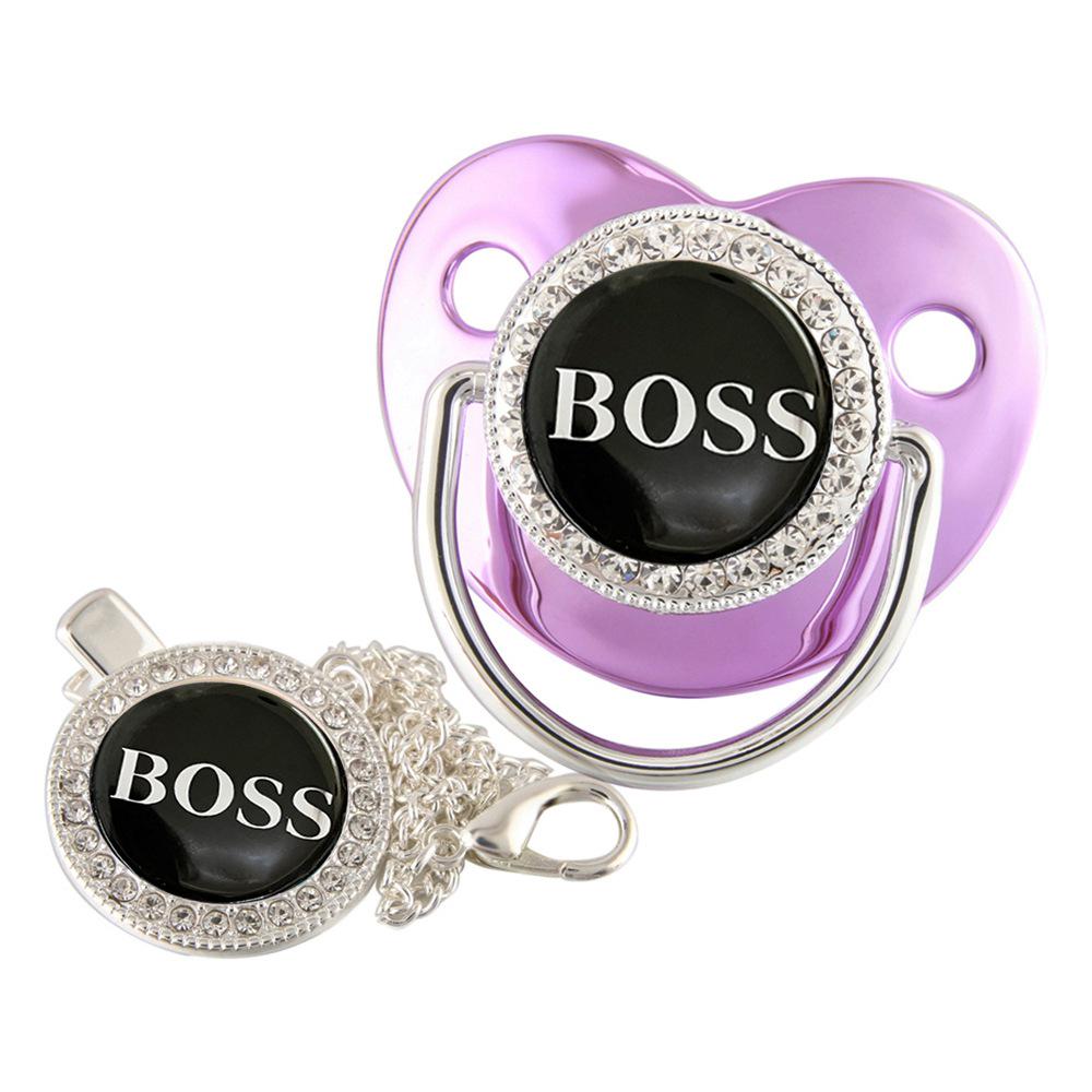 Gold Diamond Pacifier with Chain Clip