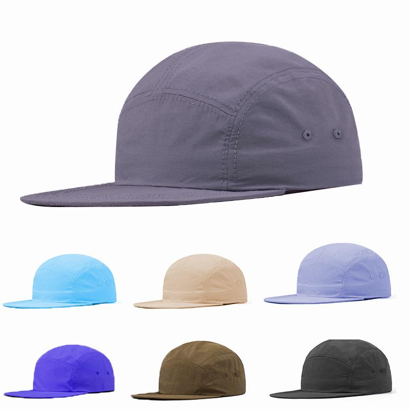 Dairui Unisex 5-Panel Hat Solid Color Lightweight Flat Brim Nylon Baseball Cap Outdoor Sports Sun Protection Football Equestrian