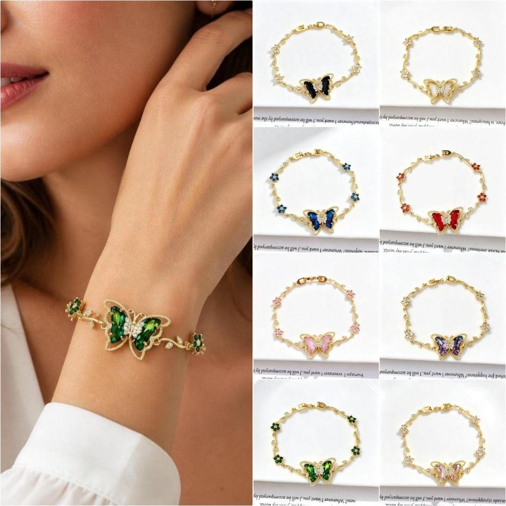 Multicolor Zircon Flower Bracelet Dreamy Aesthetic Flower Rhinestone Bracelet Women