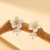 Mori Sweet Temperament Small Fresh Dripping Oil Inlaid Zircon Flower Earrings Women's Light Luxury Simple High-end Super Fairy Earrings