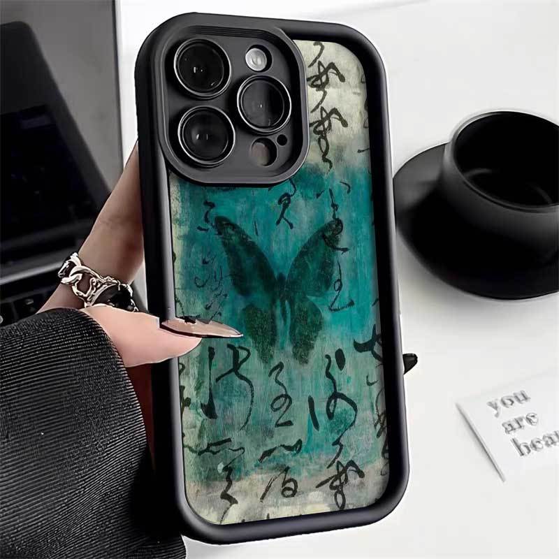 Vintage Butterfly Sketch Print Pattern Design Protective Cover for iPhone 17 16 15 14 13 12 11 16E Series Pro Max Plus