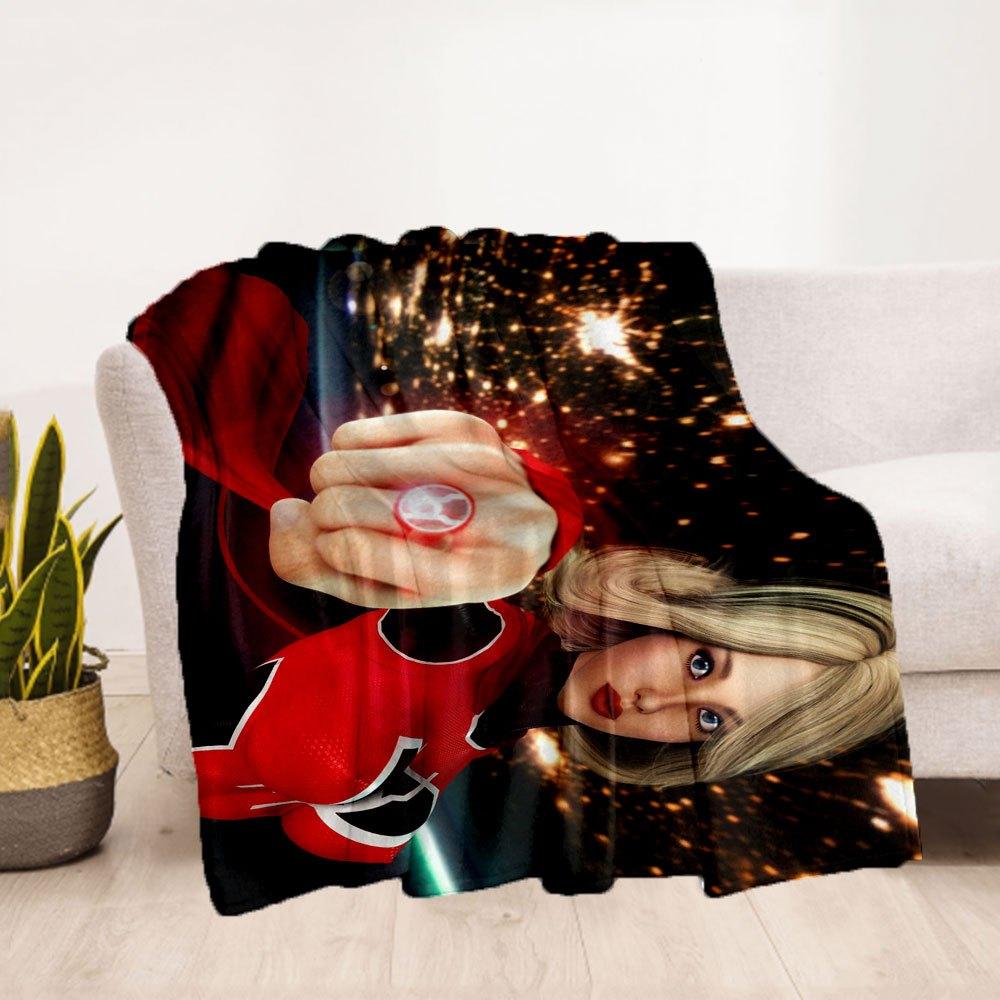 Red Hero Suit with Sparkling Lights Blanket Flannel Throw Blanket for Sofa, Bed, Travel, Camping, Office, Couch, Chair