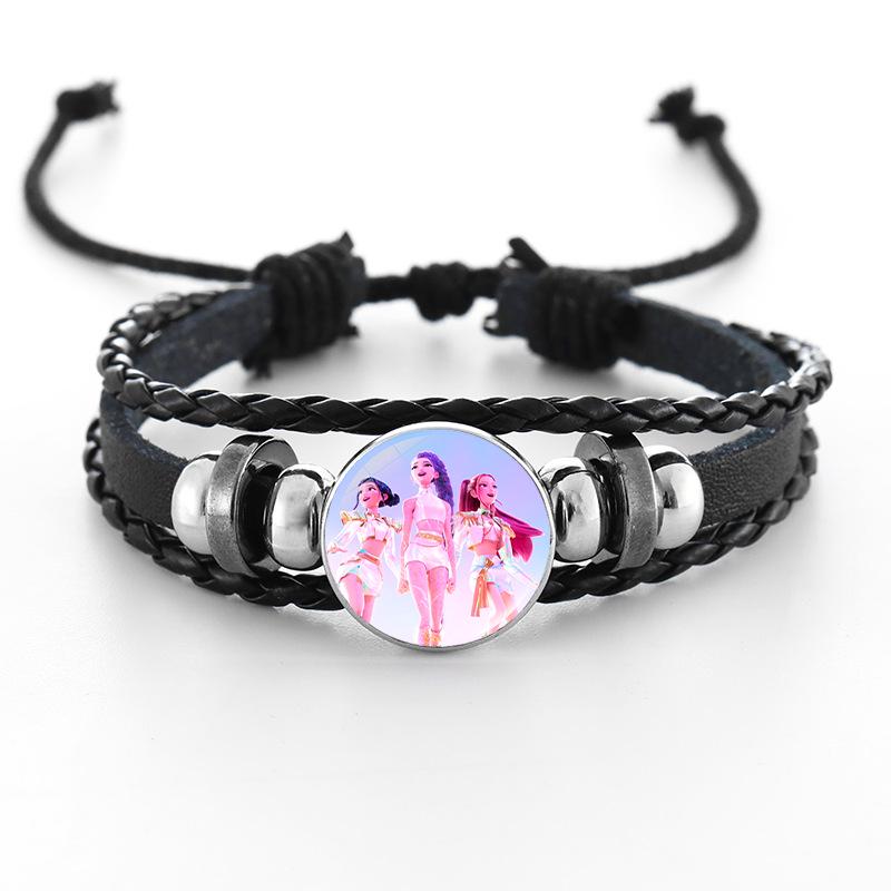 Cross-border Fashion Demon Hunter Bracelet: Time Gem Bangle for Men and Women, Couple's Leather Woven Black Hand Rope