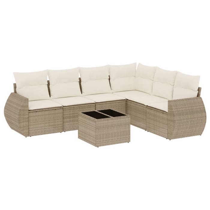 VidaXL Garden Lounge Set with Cushions 7 Pcs, Patio Sofas, Patio Furniture Set, Outdoor Furniture, Beige 3253755