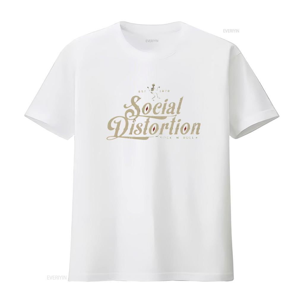 Maglietta da uomo Social Distortion Uomo Moda Classica Girocollo Cotone Nero 4X Large vintage Lavata Alla moda Elastica