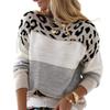 Animal Print Color Block Crewneck Casual Knit Sweater Women's Fall Winter New Arrivals Long Sleeve Base Layer