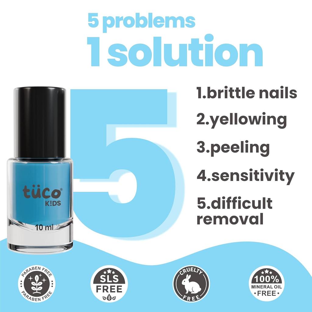 Tuco® Kids Esmalte Seguro à Base de Água para meninas | Fácil de Remover | Brinque com Segurança com Unhas Livres de Químicos para Filhas | Pacote de 1x10ml | Azul